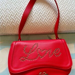 Love Moschino Red Studded Shoulder Bag